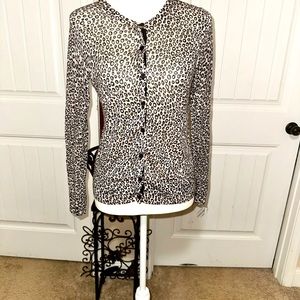 Ann Taylor LOFT Women's Lightweight Animal Print Cardigan, Button Front Closure